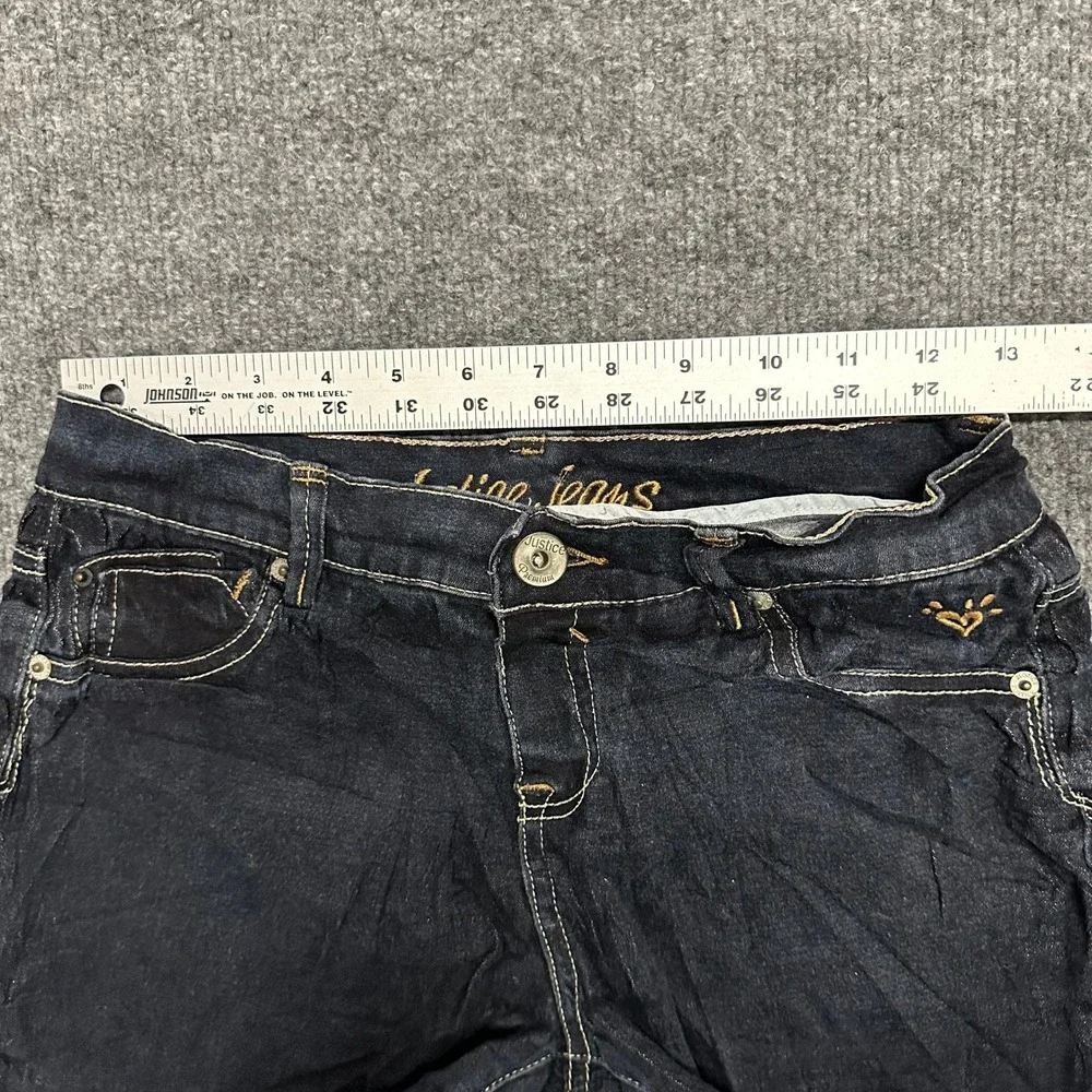 Justice Denim Shorts Girls Size 12 Dark Wash Cut Off Raw Hem Casual Summer